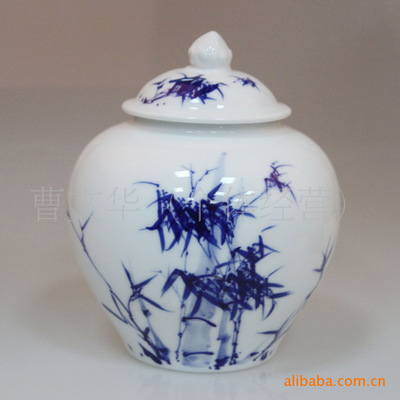竹君子大號(hào)茶葉罐茶具 禮品茶具 青花茶具 景德鎮(zhèn)茶具 茶具