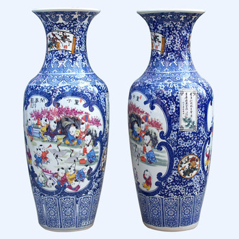 景德鎮(zhèn)陶瓷器落地大花瓶 仿古童子鬧春圖青花瓷 客廳擺件酒店裝飾 童子鬧春圖單個(gè) 童子鬧春圖90厘米一個(gè)【圖片 價(jià)格 品牌 報(bào)價(jià)】-