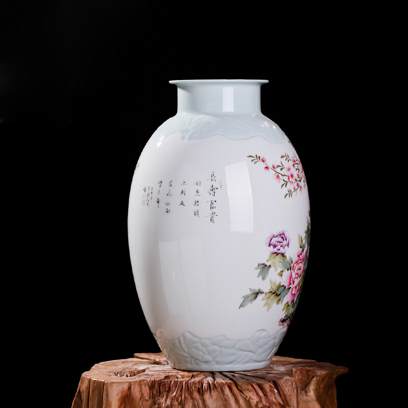 景德鎮(zhèn)全手工粉彩陶瓷 長壽富貴藝術(shù)仿古花瓶的收藏與饋贈(zèng)價(jià)值